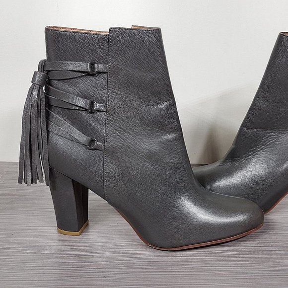 Halogen 'Sadee' Lace-Up Almond Toe Bootie, Grey Leather, Womens Size 9.5 M - Picture 7 of 11